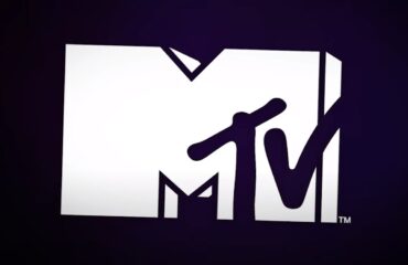 white MTV logo on the black background