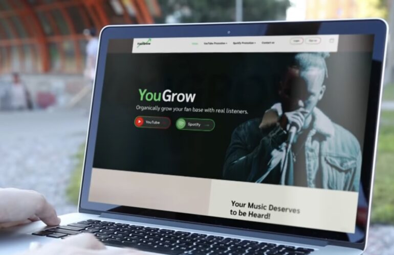 Laptop with YouGrow platform on the screen