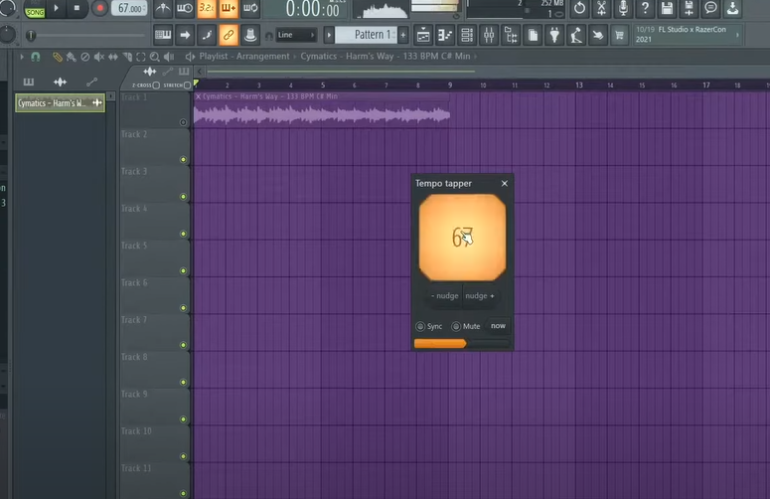 A screenshot of FL Studio displaying the tempo settings