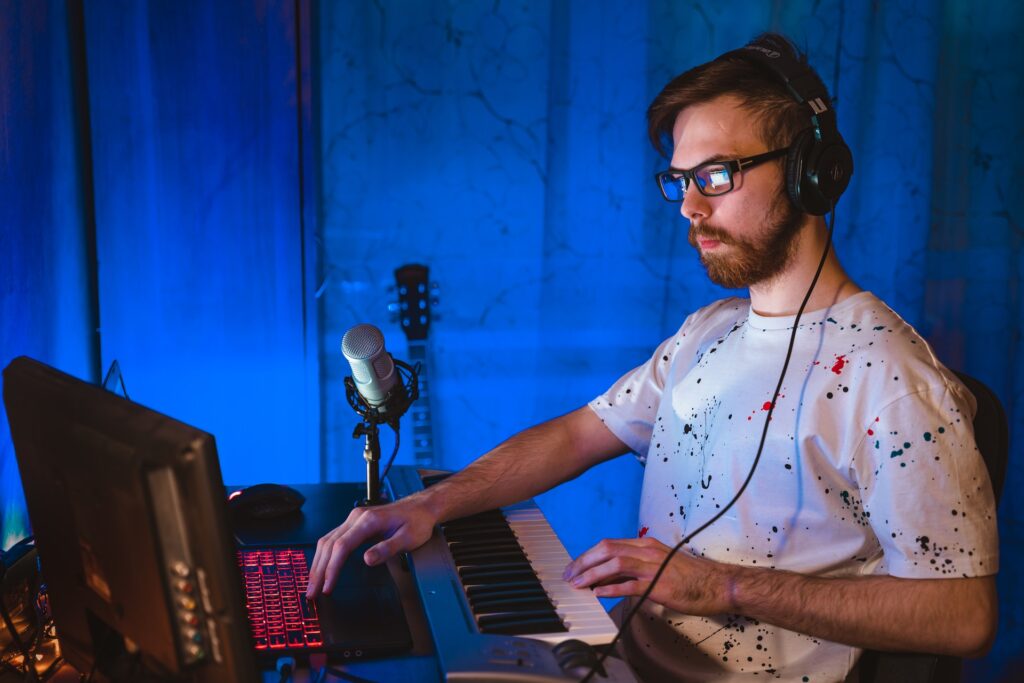 man working on a computer